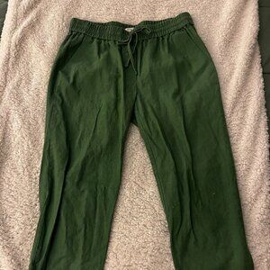 J. Crew Factory Green Linen Cargo Pants size 6 lightly used